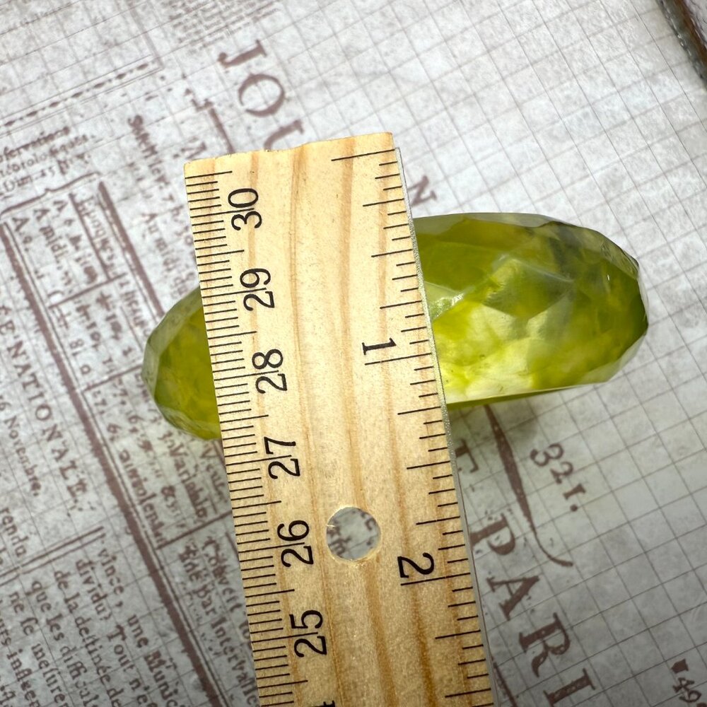 Bold Elegant Clear Lime Green Faceted Wide Heavy Thick Lucite Bangle Bracelet - Picture 7 of 10